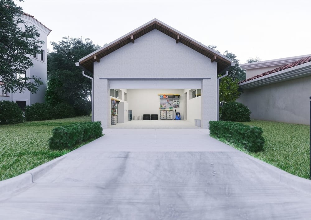 a beautiful garage with concrete driveway at Gympie Concreters